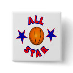 All Star Basketball Pinback Button