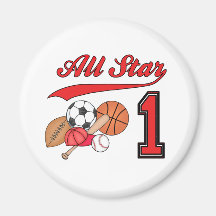 All Star Sports 1st Birthday Fridge Magnets