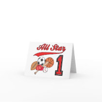 All Star Sports 1st Birthday Invitations Cards