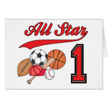 All Star Sports 1st Birthday Invitations Cards