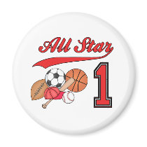 All Star Sports 1st Birthday Fridge Magnets