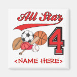 All Star Sports 4th Birthday Fridge Magnet