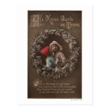 All XMAS Joys Be ThineLittle Kids Kissing Post Card