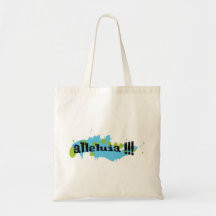 Alleluia !!! Noir sur taches bleues-vertes Canvas Bags