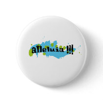 Alleluia !!! Noir sur taches bleues-vertes Buttons