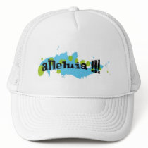 Alleluia !!! Noir sur taches bleues-vertes Mesh Hats