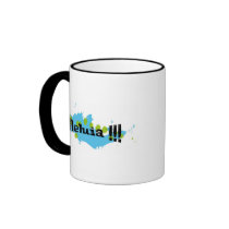 Alleluia !!! Noir sur taches bleues-vertes Mug