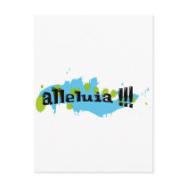 Alleluia !!! Noir sur taches bleues-vertes Postcard