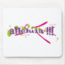 Alleluia !!! Violet sur taches vertes traits roses Mousepad