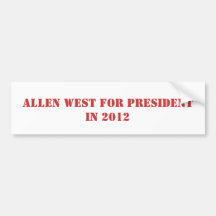 ALLEN WEST FOR PRESIDENT IN 2016 BUMPER STICKERS