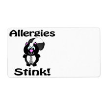 Allergies Stink Skunk Awareness Design Labels