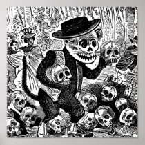 Alley Cat Calavera c. early 1900's Mexico. Posters