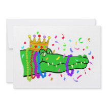 Alligator Beads Mardi Gras Party Personalized Invites