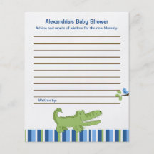 Alligator Custom Flyer Baby Shower Advice Cards
