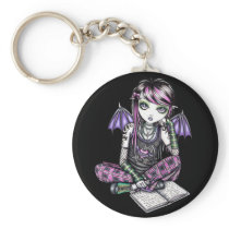 "Ally" Emo School Girl Fairy Art Keychain