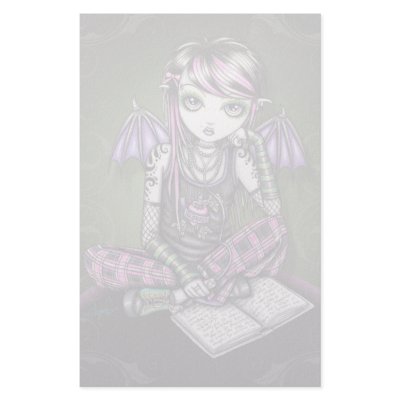 "Ally" Emo School Girl Fairy Art Stationery by mykajelina