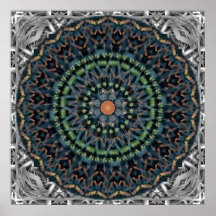 Aloe Vera Mandala on Grey Frond Background Poster