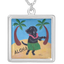 Aloha Black Labrador Personalized Necklace