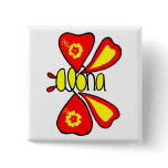 Aloha hibiscus butterfly button
