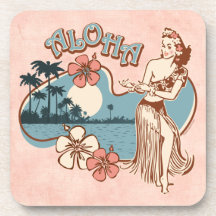 Aloha Hula Girl Cork Coaster
