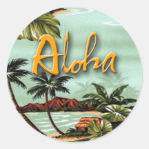 Aloha île autocollant rond