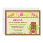 Aloha luau hibiscus cute birthday party invitation