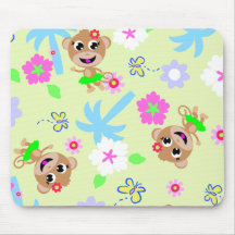 aloha monkey print mouse mat