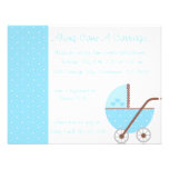 Along Came A Carriage in Blue Baby Shower Invitati Custom Invitations