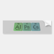 Alpaca-Al-Pa-Ca-Aluminium-Protactinium-Calcium Bumper Sticker