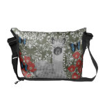 Alpaca Boho Butterflies Olive Damask Messenger Bag