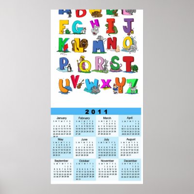alphabet  (from 14.95) cartoon wall calendar 2011 poster by funny_tshirt