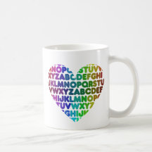 Alphabet Heart Coffee Mugs