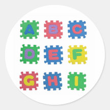 Alphabets A to I Round Sticker
