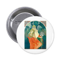 Alphonse Maria Mucha ~ Art Nouveau Button