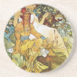 Alphonse Mucha Art Beverage Coasters