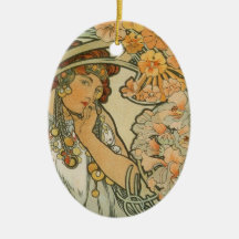 Alphonse Mucha Art Christmas Tree Ornaments