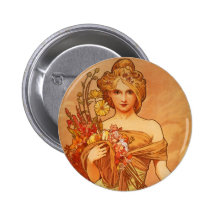 Alphonse Mucha Art Deco Pins