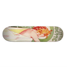 Alphonse Mucha Art Deco Skate Board