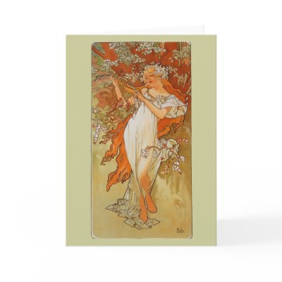 Alphonse Mucha - Art Nouveau - Spring Card by MyOtherPlanet