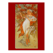 Alphonse Mucha - Art Nouveau - Spring Postcard