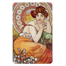 Alphonse Mucha Art Rectangle Magnet