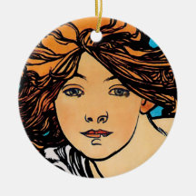 Alphonse Mucha - Cycles Perfecta Christmas Tree Ornaments