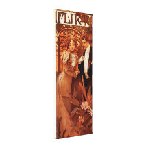 Alphonse Mucha Flirt Canvas Poster Stretched Canvas Print