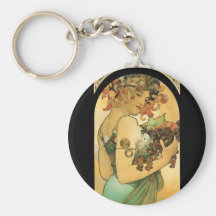Alphonse Mucha ~ Fruit ( 1897 ) Keychain