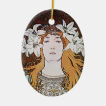 Alphonse Mucha Goddess Christmas Tree Ornaments