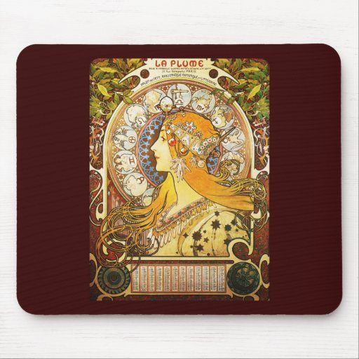 Alphonse Mucha La Plume Mousepad