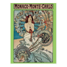 Alphonse Mucha  ~ Monaco Monte Carlo Art Nouveau Postcards
