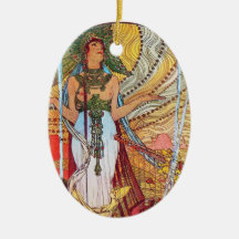 Alphonse Mucha Peacock art Ornaments