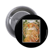 Alphonse Mucha Reverie Daydream Buttons