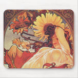 Alphonse Mucha Sunflower Mouse Pad